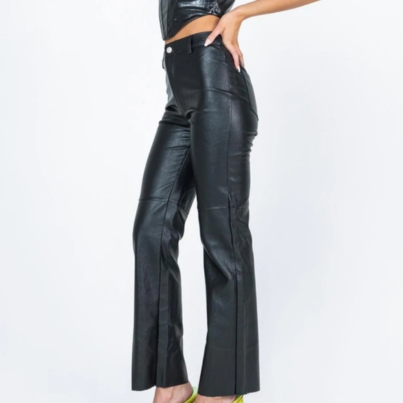 Princess Polly Macey Black Faux Leather Pants - Picture 4 of 16
